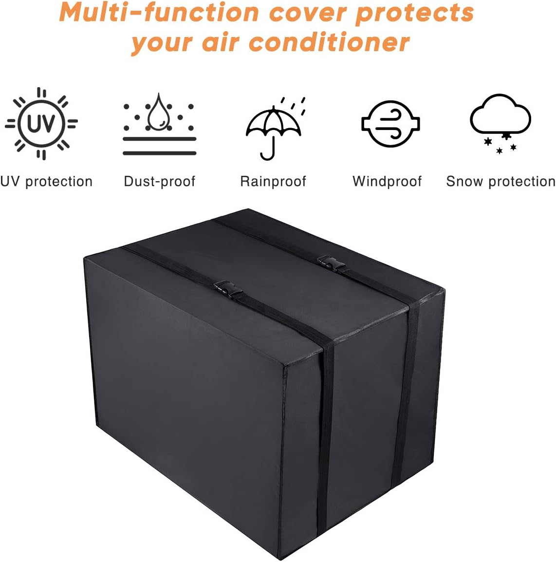 Window Air Conditioner Cover Outdoor, Luxiv outside Window AC Unit Cover Black Dust-Proof Waterproof Outdoor AC Protection Insulation Defender (25.5Wx20.5Dx18H) image number 2