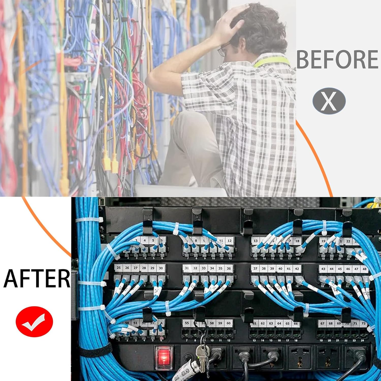 TORMEN 8 Inch Cable Ties, 18Lbs Nylon Wire Zip Tie，Adjustable Assortment Cord Management for Home, Office, Gardening (Green 100Pcs） image number 2