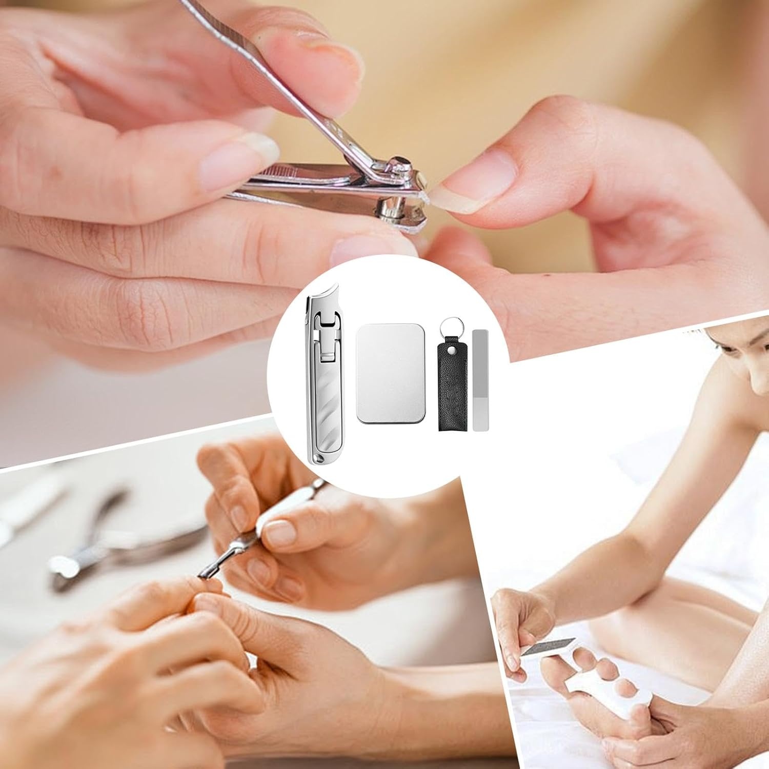 Riaisttd Nail Clipper Set for Women, Oblique Mouth Travel Size Nail Kit, Large Opening Ultra-Thin Stainless Scissors for Little Boys Girls image number 2