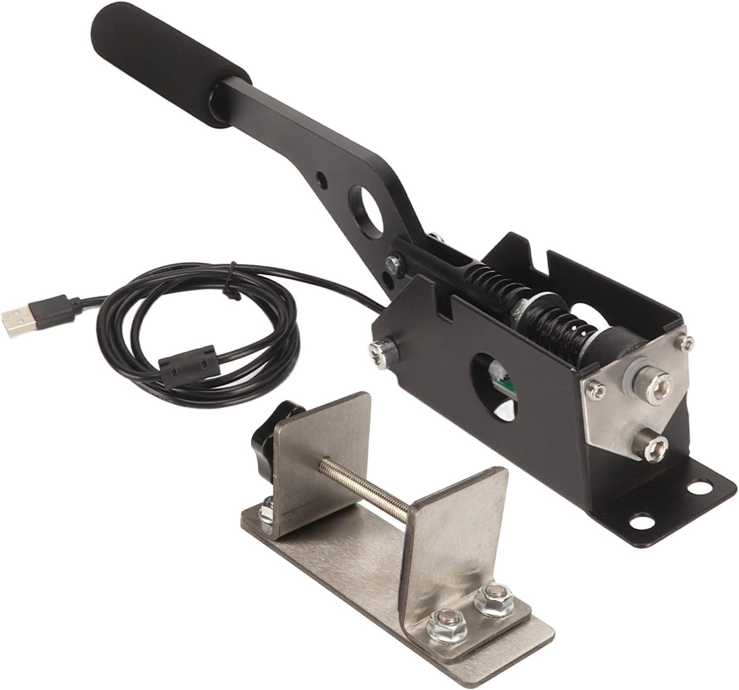 64 Bit USB SIM Handbrake, PC Racing Game USB Handbrake Fit for Logi G27 G29 G920 G923 T500 T300, Simulation Manual Brake with Handle Grip USB Cable Clamp image number 4