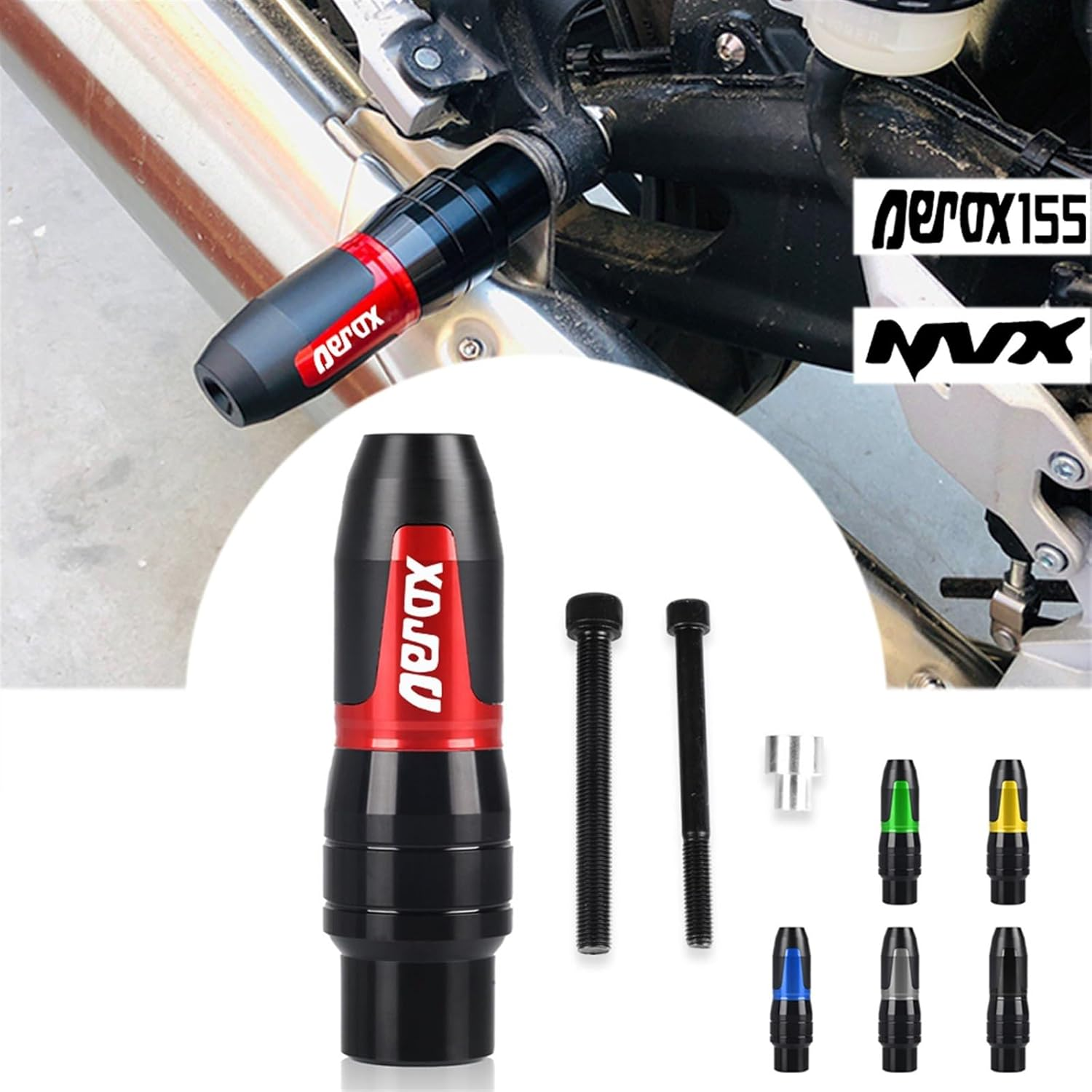 Motorbike Frame Sliders for Y┐AMAHA AEROX155 NVX155 AEROX 155 NVX 155 Motorcycle Accessories Aluminum Exhaust Frame Sliders Crash Pads Falling Protector (Color : Green, Size : AEROX155) image number 3