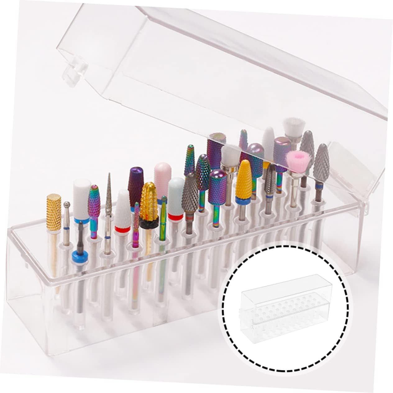 ADOCARN 30-Slot Nail Drill Bits Storage Case Manicure Polishing Head Organizer for Nail Technicians Easy Access image number 1