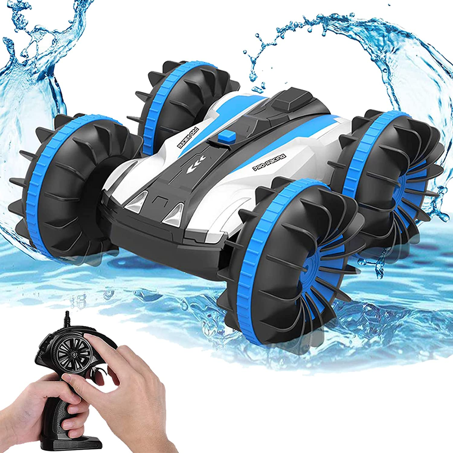 Pussan Car Toys for 5-12 Year Old Boys Amphibious Remote Control Car for Kids 2.4 Ghz RC Stunt Car for Boys Girls 4WD off Road Monster Truck Christmas Birthday Gifts Remote Control Boat Beach Toy image number 6