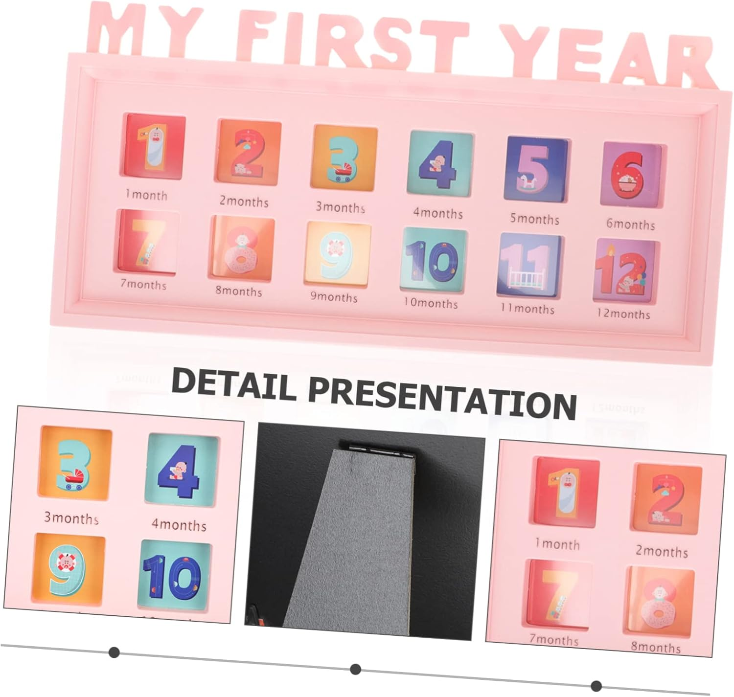 Boy Girl'S Growth Photo Frame Month Milestone Picture Frame for Boy Girl Modern Design to Record First Year Memories for Newborn Girl Essentials image number 5