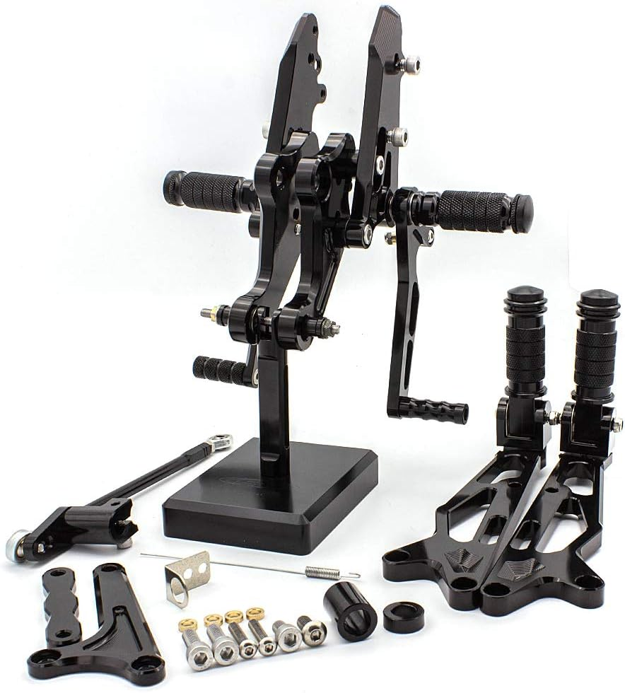 PROCNC Motorcycle Aluminum Rearsets Foot Pegs Rear Sets Footrest Fit for Honda Grom MSX125 2016 2017 2018 2019 2020 (Black) - Gold image number 7