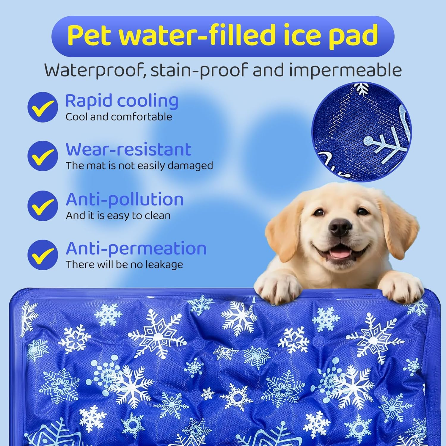 LOVELEDI Dog Cooling Mat - Pet Cooling Mats for Dogs and Cats, Durable 50X60Cm Cool Pad Pet Soft Pads, Waterproof, Endothermic & Easy Clean Self Cooling Puppy Kennel Bed for Home Indoor Outdoor image number 6