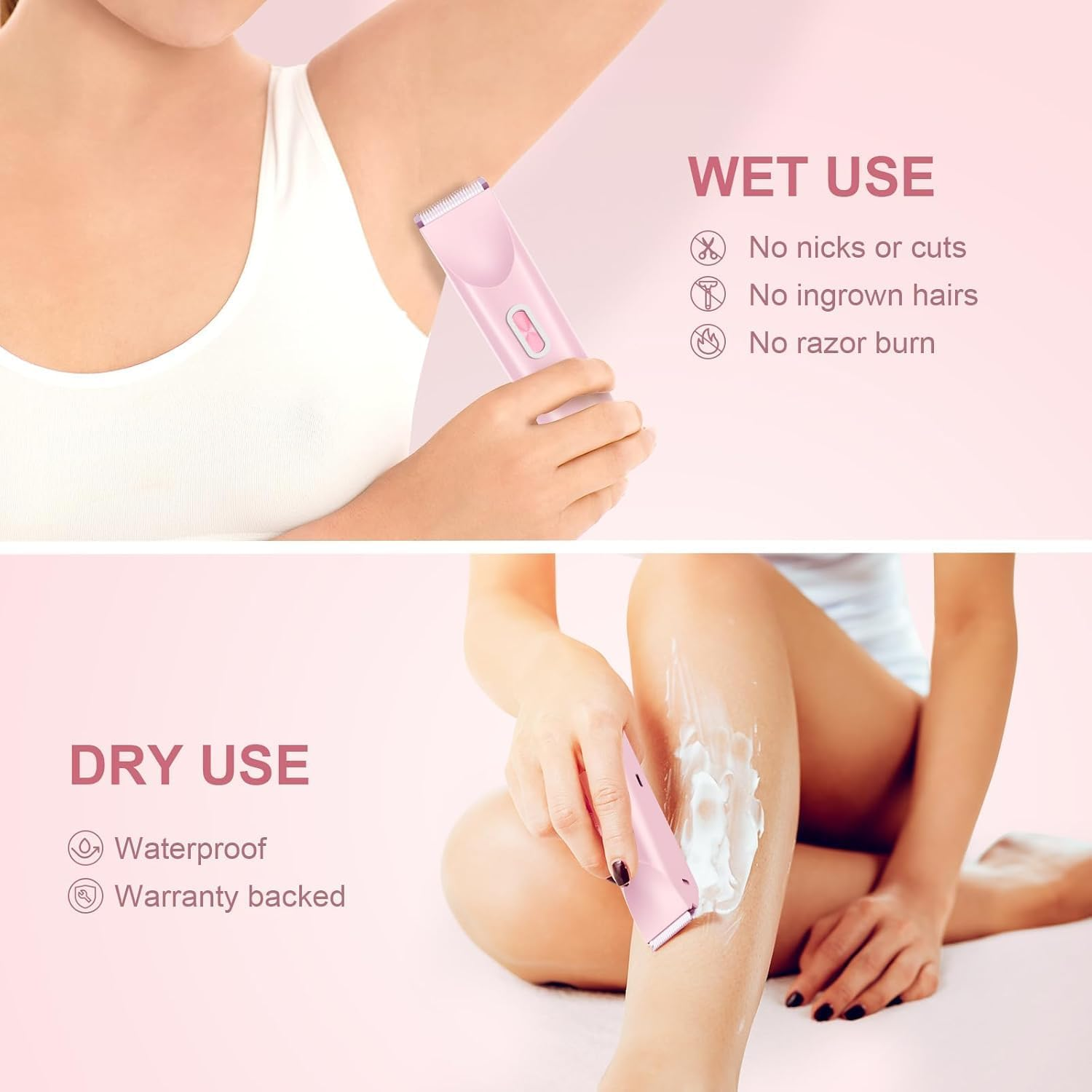 Glow Aura Womens Shaver, Glowshave - Electric 2 in 1 Double-Headed Lady Razor, Wet and Dry Bikini Trimmer, Glow Shave Waterproof Womens Body Shaver for Leg Arm Underarm image number 3