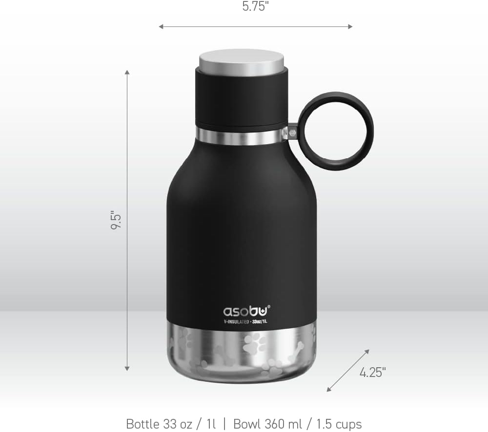 Asobu Stainless Steel Dog Bowl Bottle, Smoke, 975 Ml Capacity - Blue/Teal image number 4
