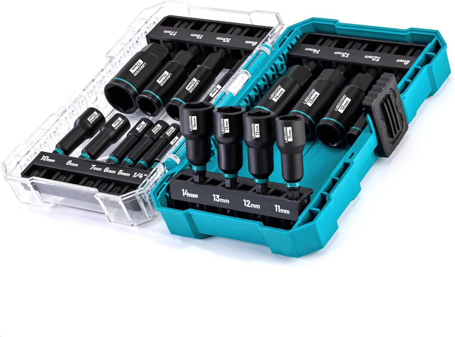 LIBRATON Magnetic Nut Driver Set, 18Pcs Impact Driver Bit Set, Deep Nut Drivers Set, Metric Nut Driver for Impact Drill, 5-14 MM Nut Drivers and 6-17 MM Nut Deep Drivers, Bit Holder, for Car Repairs image number 4