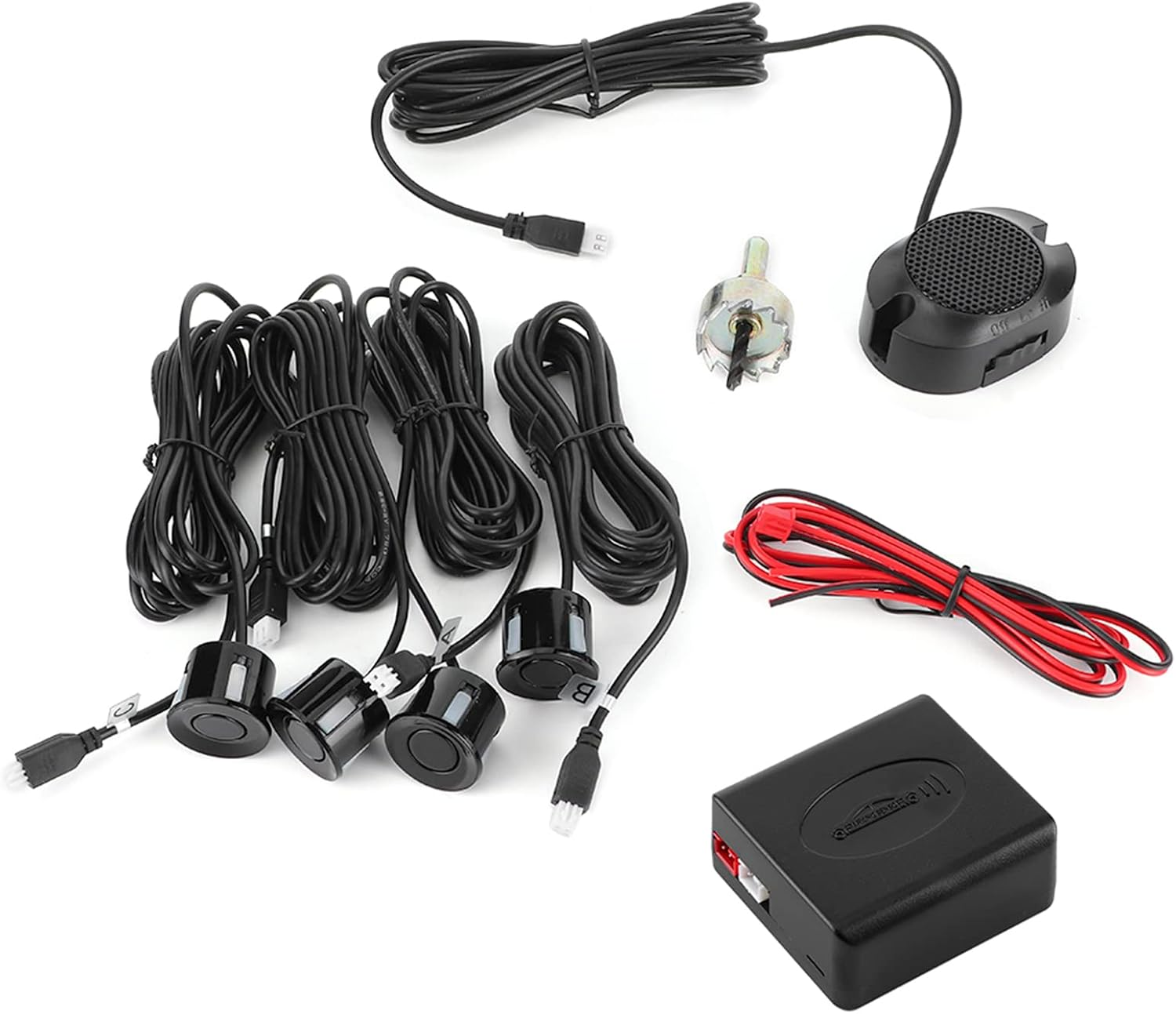 DC 12V Reverse Radar Kit, Car Parking Sensor Backup Radar Reversing Assistance Aid Kit with Audio Buzzer Alarm