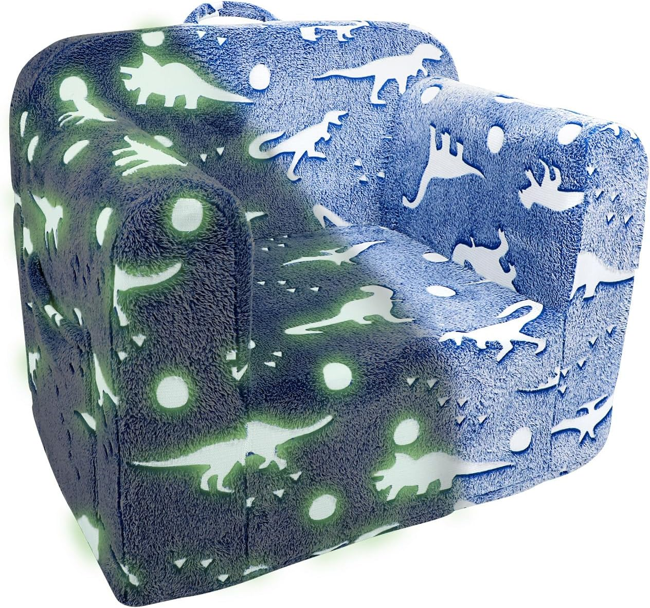 TANOFAR Kids Couch, Toddler Chairs Comfy, Kids Sofa for Boys Ages 1-6, Toddler Foam Couch Glow in the Dark, Soft Comfortable, Cute Dinosaurs image number 4