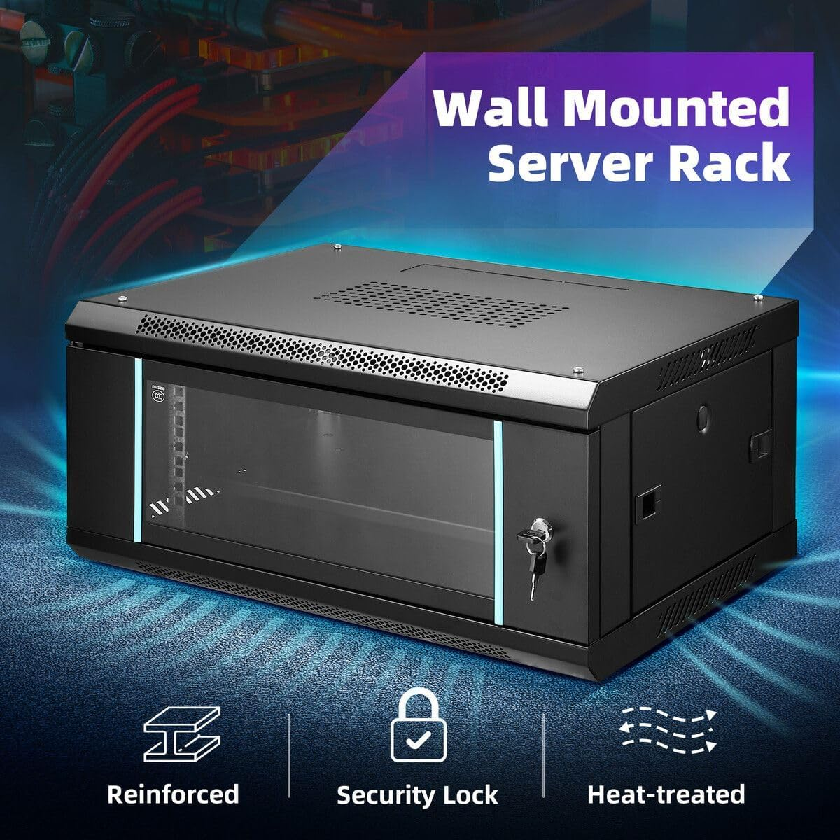 AUSWAY 4U Network Server Cabinet Wall Mount Data Rack Enclosure 19 Inch Deep with Locking Glass Door Removable Side Panels for IT Computer Equipment image number 2