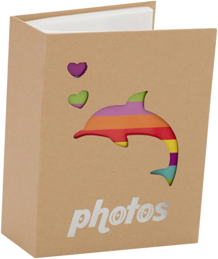 Colorful Kraft Paper Baby Photo Album with Animal Print, 5-Inch 200-Pocket Small Keepsake Album for Newborns and Toddlers, Memory Book for Baby Boys and Girls