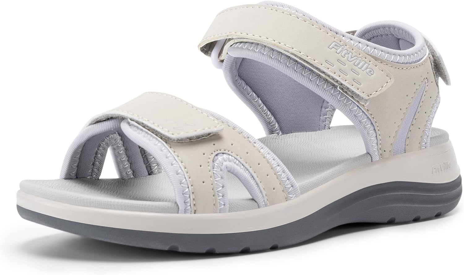 Fitville Women'S Wide Sandals, Flat Outdoor Sandals with Adjustable Ankle Strap for Plantar Fasciitis & Swollen Feet | Arch Support & Slip Resistance & Comfortable
