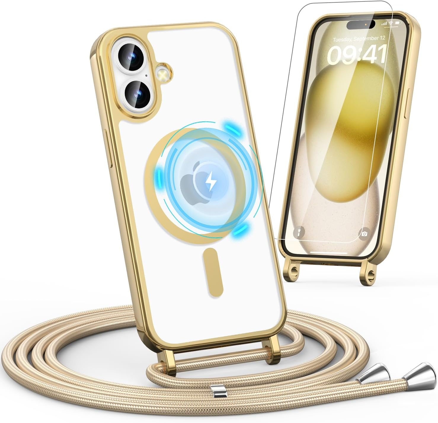 Noyabox Mobile Phone Chain for Samsung Galaxy S25 Ultra Case with Strap, Magnetic Mobile Phone Case for Samsung Galaxy S25 Ultra Necklace Cord Protective Case with Cord for Hanging Case, Pink