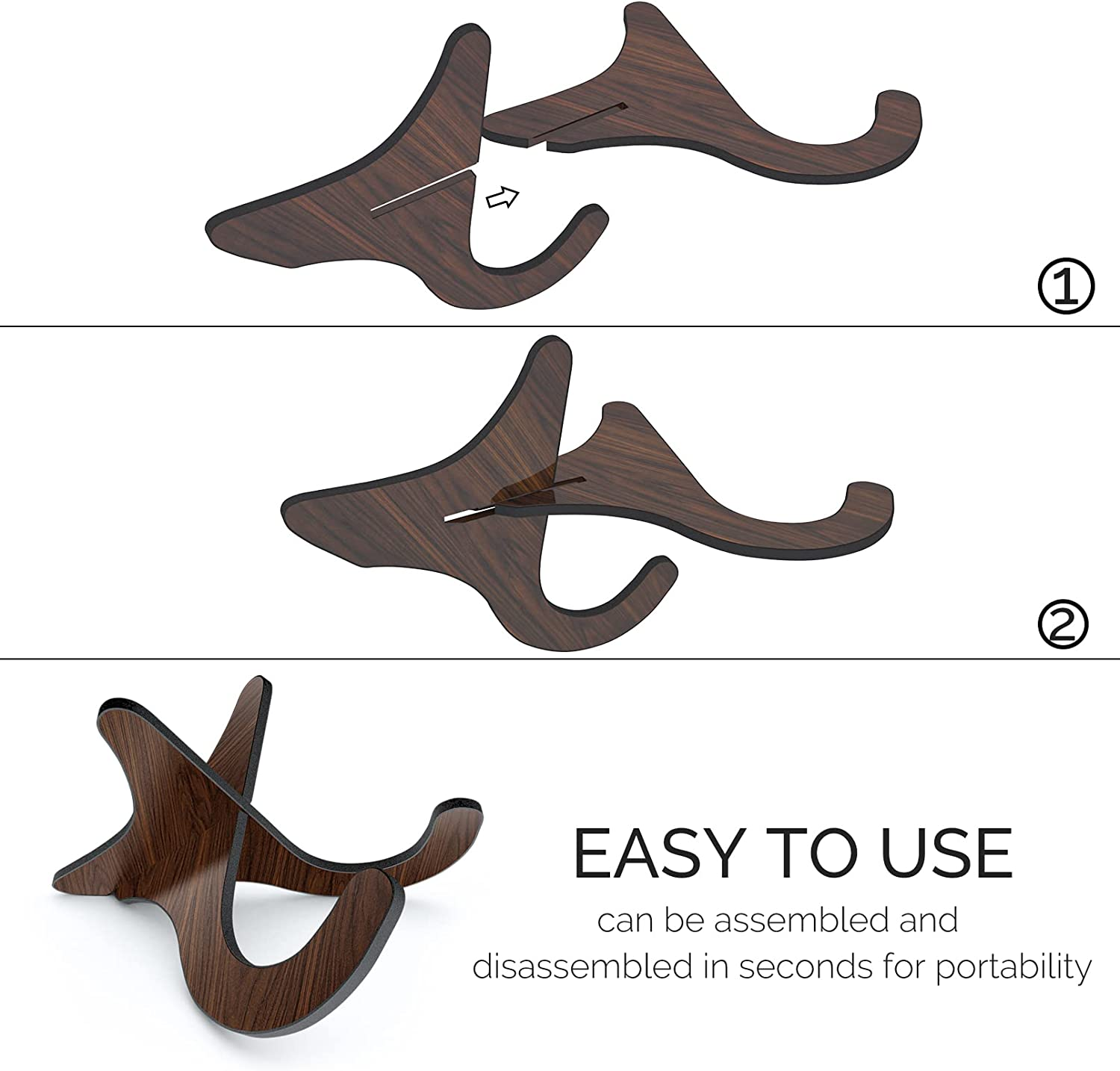 Wooden Ukulele Stand Violin Mandolin Folding Portable Stand image number 6