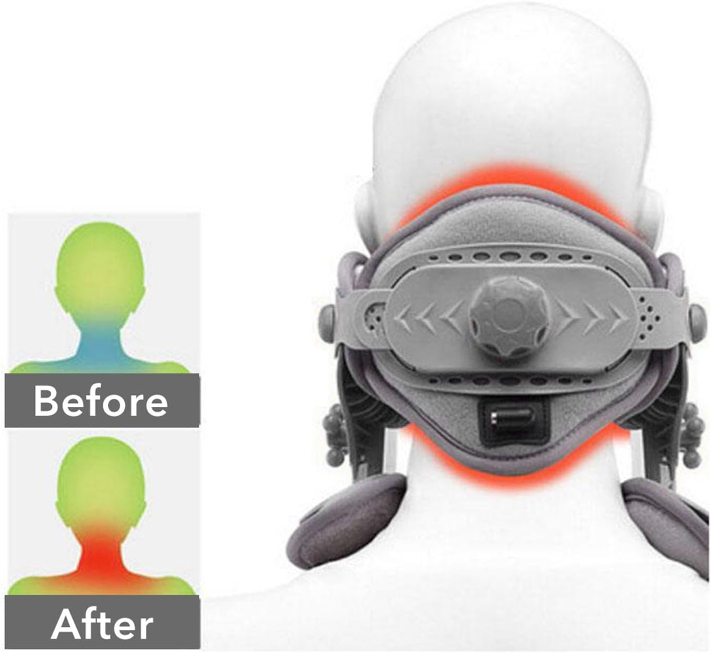Cervical Neck Traction Device, Adjustable Heated Neck Pillow Neck Decompression Device for Pain Relief, Electric Neck Braces for Neck Pain and Support, Compress Neck Stretcher image number 5