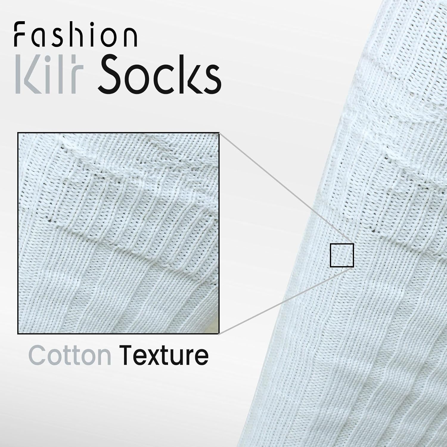 Scottish Highland Kilt Hose for Men, Ribbed Socks for USA Shoe Sizes, Wool Blend image number 4