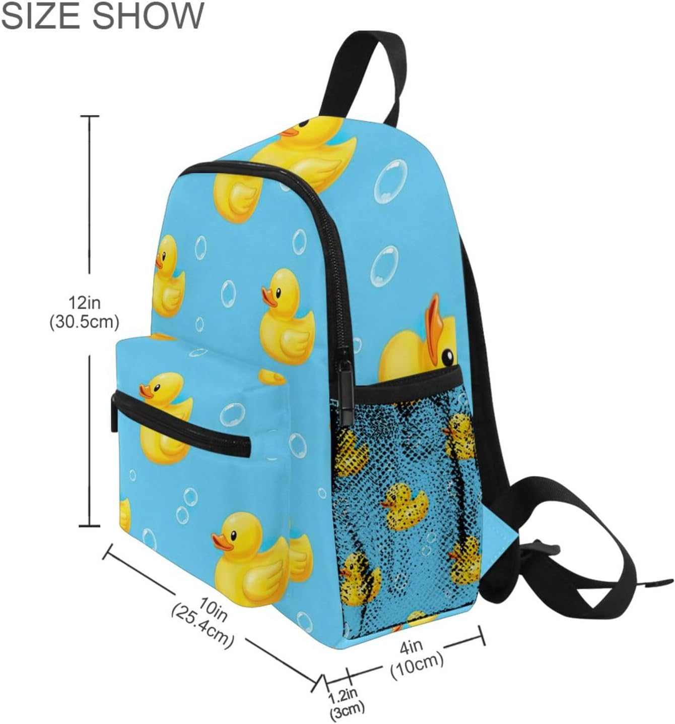 RPLIFE Cute Yellow Ducks Blue Toddler Girl Backpack with Name Tag, Mini, 3-8 Years image number 5