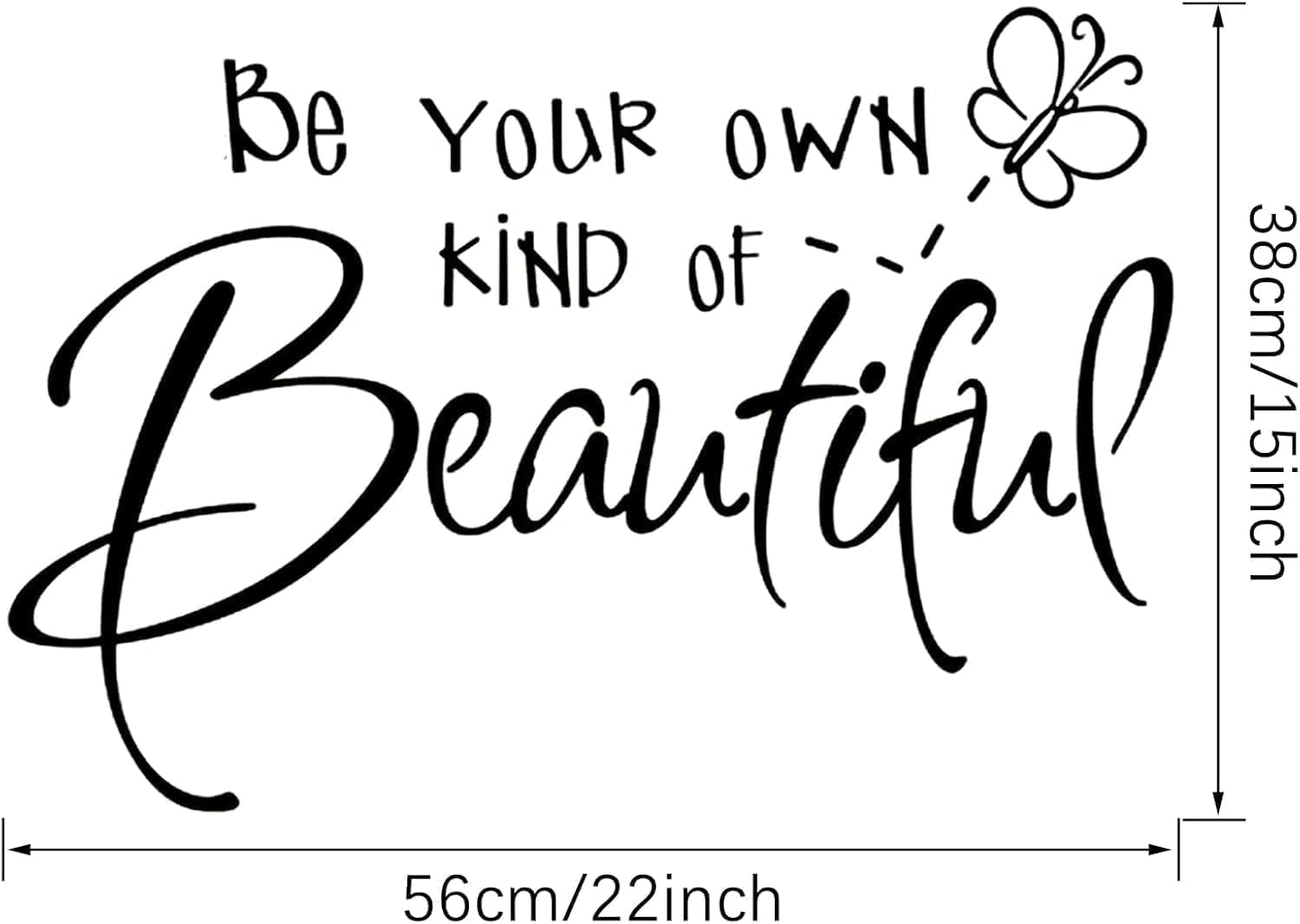 Inspirational Vinyl Wall Decals, Be Your Own Kind of Beautiful Quote Wall Sticker Wall Art Home Decor Wall Stickers for Living Room Bedroom Office Bathroom Girl Home Decoration (Butterfly) image number 3