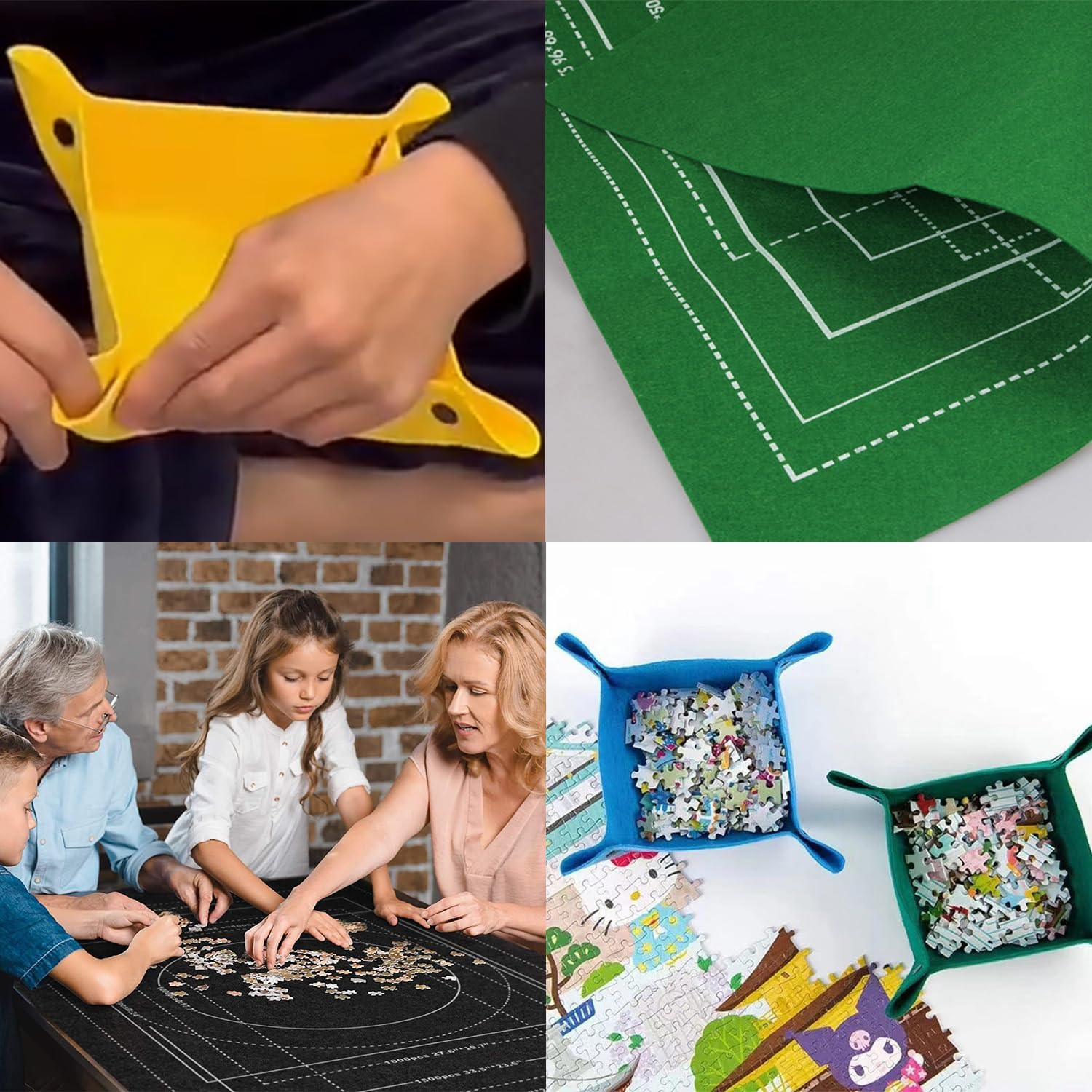 Taicols Jigsaw Puzzle Storage Roll Mat of 1500 Pieces with 4 Sorting Trays,Store Puzzle for Next Play, Jigsaw Puzzle Mat Roll Up, Jigsaw Puzzle Roll Mat Board Felt Mat Inflatable Tube Inflator (Black) image number 5