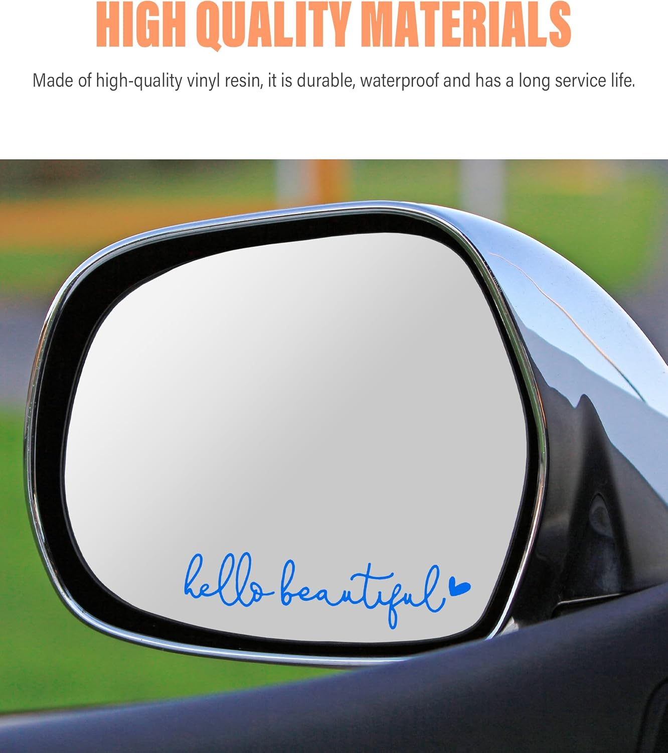 RACOONA Rearview Mirror Decal,Hello Beautiful Decal,Car Accessories Stickers Rearview Mirror Sticker (Blue) image number 3
