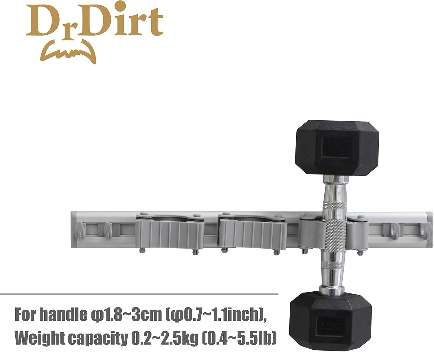 Drdirt Broom Holder Wall Mount, 14.5-Inch, 3 Sliding Grippers, 4 Hooks, Heavy Duty for Home, Kitchen, Bathroom, Laundry, Garage, Gray image number 6