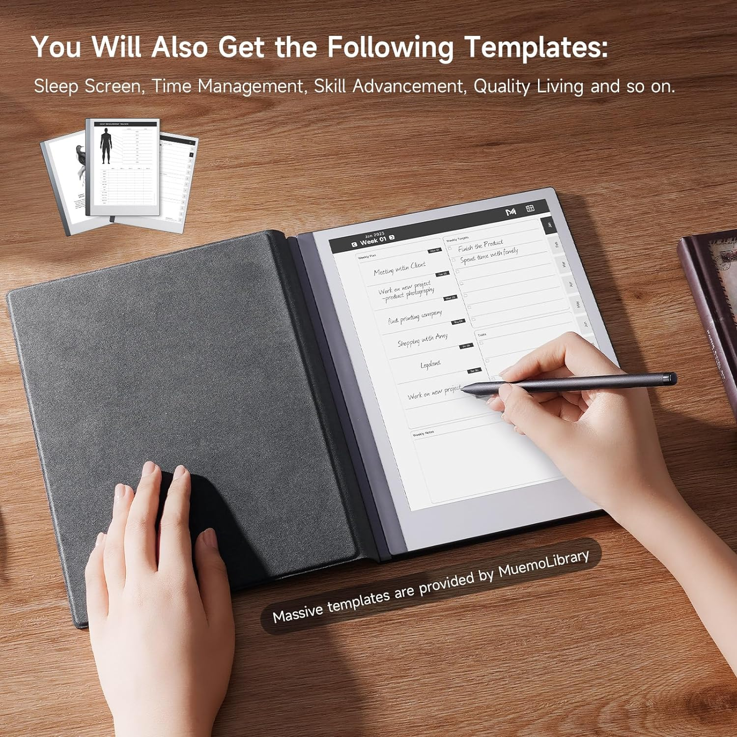 Ayotu Premuin PU Leather Smart Case for Remarkable 2 Paper Tablet 10.3" 2020 Released - Program Templates & Replacement Marker Stylus Pen Tips-[All in One Bundle]-Enhance Your Writing Experience. image number 3