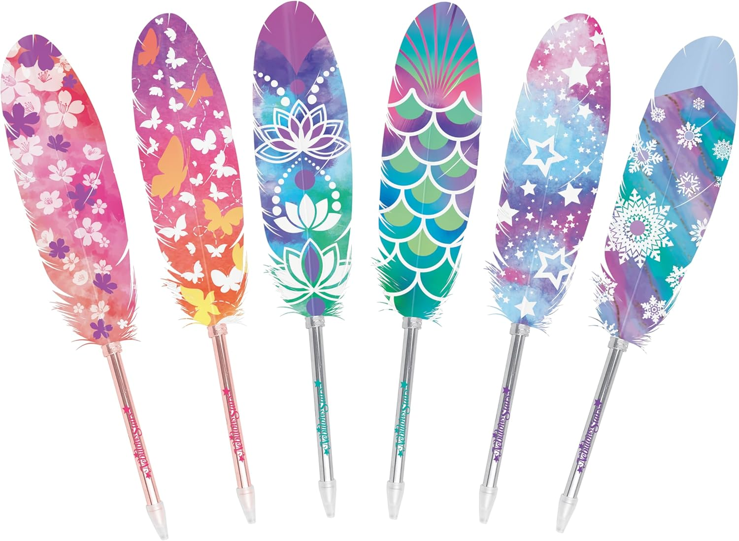 Nebulous Stars Quill Feather Pen Counter Display- Set of 24 Multi-Coloured Pencils- Creative Writing Tools for Kids, Office, and Crafting image number 1