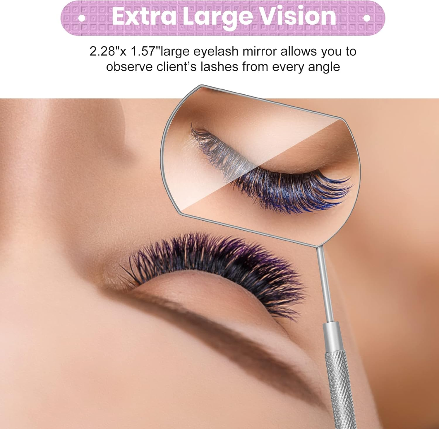 1 PCS Large Lash Mirror for Eyelash Extension Supplies+1 PCS Storage Bag,Stainless Steel Light-Weight Detachable Eyelash Mirror for Extensions,Makeup Inspection Mirror for Lash Tech Supplies(Silver)