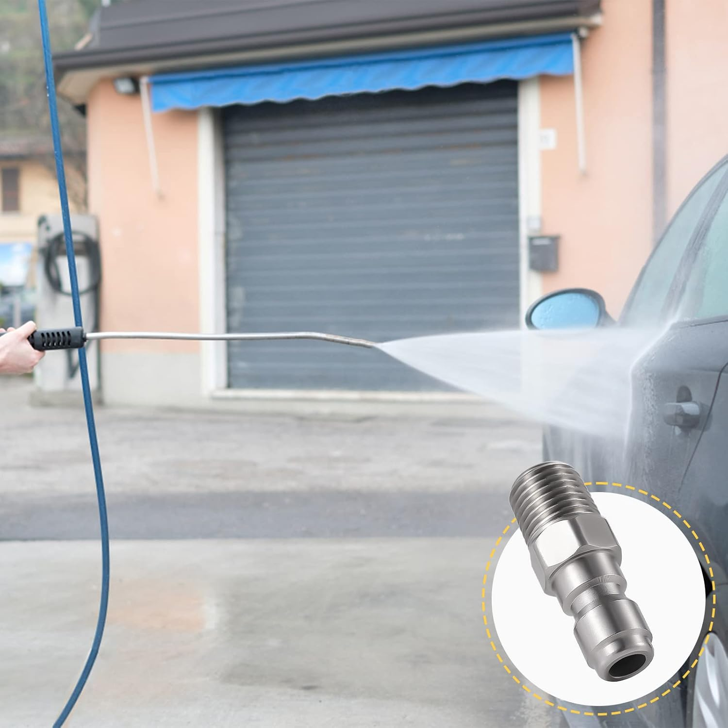 4Pcs Pressure Washer Coupler, NPT 3/8Inch Pressure Washer Fittings Stainless Steel Male and Female Quick Connector Fittings 3/8 Pressure Washer Adapter (Internal Thread, External Thread)