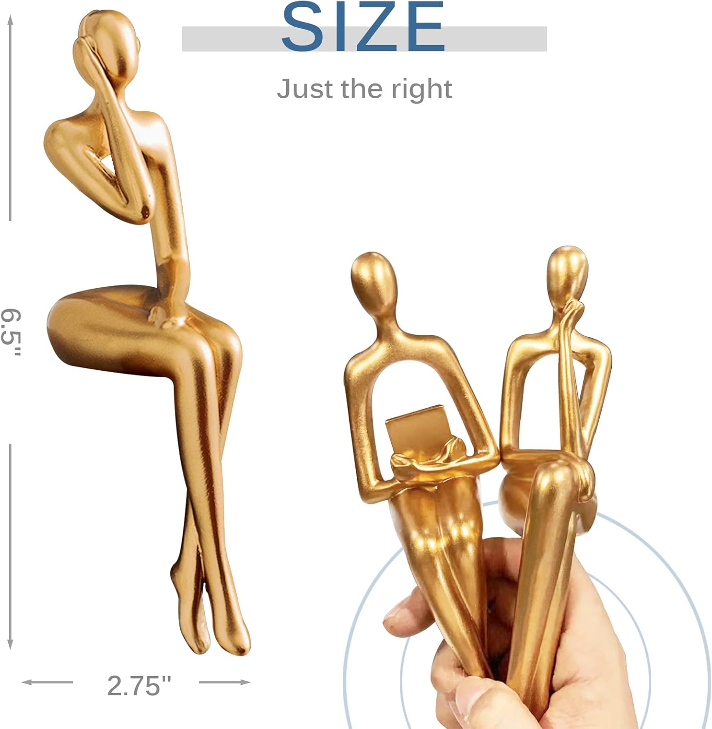 3PCS Gold Accent Decor Sculpture, Thinker Statue Abstract Art Resin Statue, Collectible Figurines for Office Home Desktop Decor image number 5