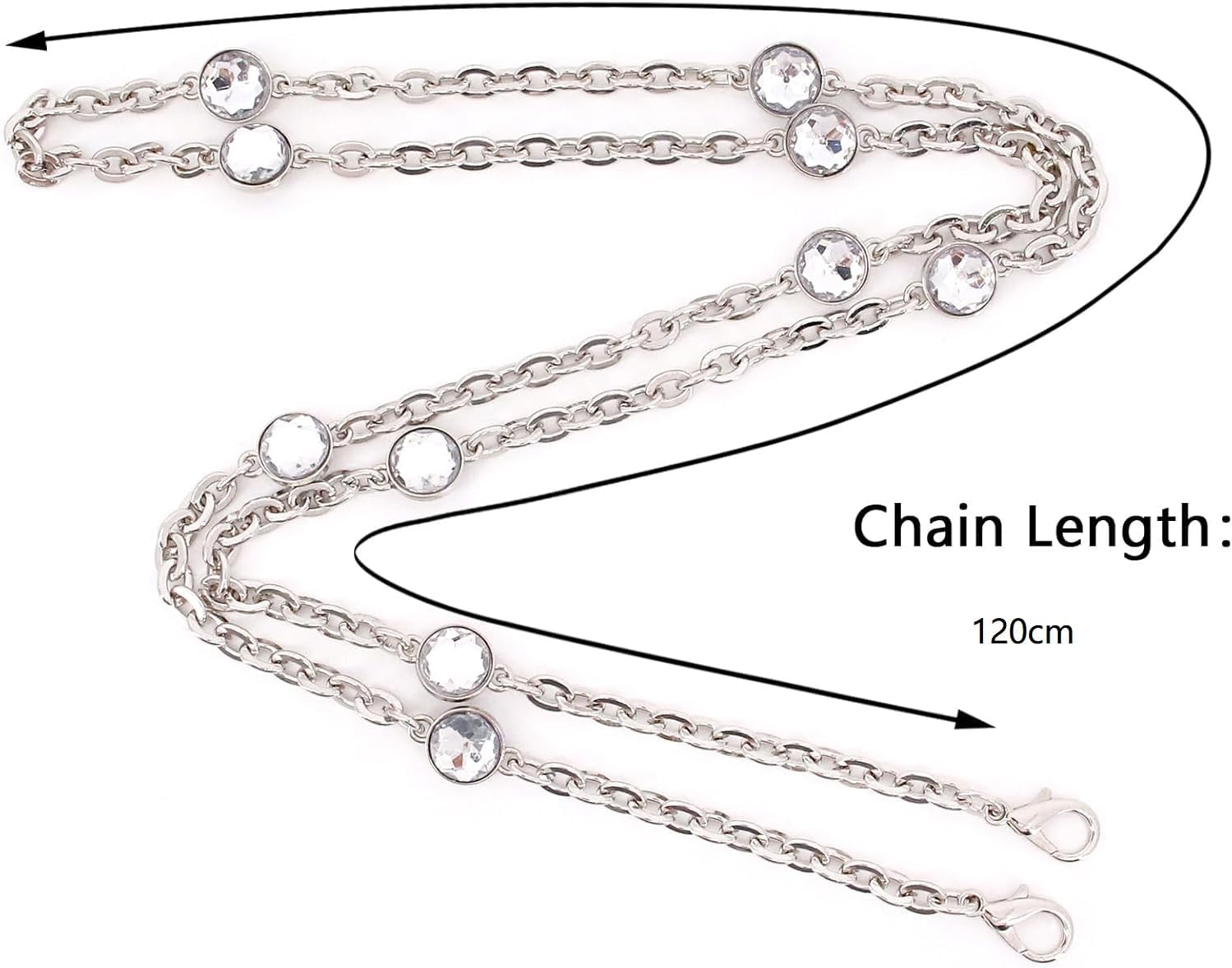 Rhinestone Bag Chain Extender Purse Chain Strap Crystal Handbag Chains Shoulder Crossbody Bag Replacement Metal Chain Bag Accessories image number 2