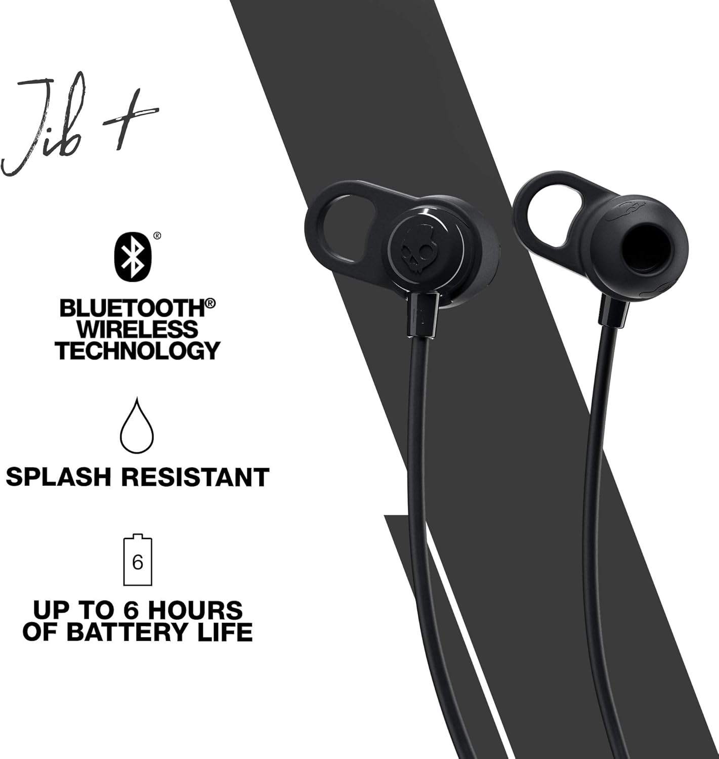 Skullcandy Jib+ In-Ear Wireless Earbuds, 6 Hr Battery, Microphone, Works with Iphone Android and Bluetooth Devices - Black - Black/Black image number 3