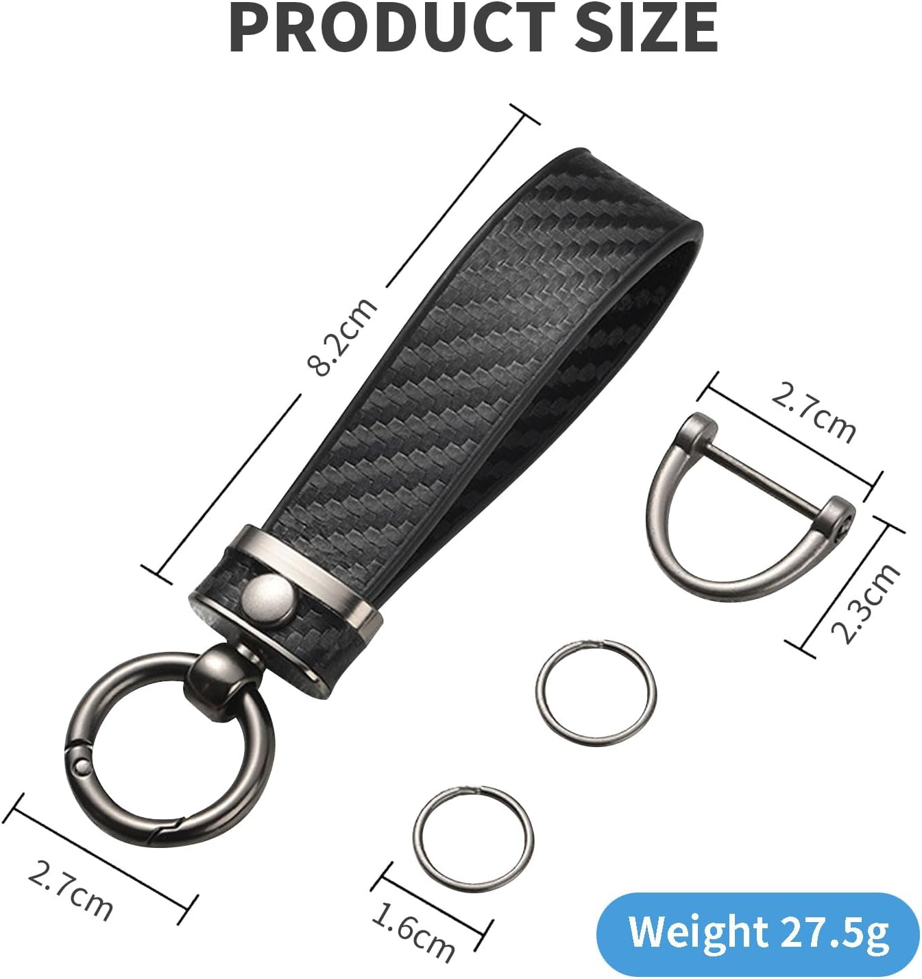 MAEZOE Leather Car Keychain with Zinc Alloy Durable Metal Clip &ndash; Premium 360&deg; Rotating Design, Ideal for Daily Use & Gift, Fits Multiple Car Key Types - Black image number 6