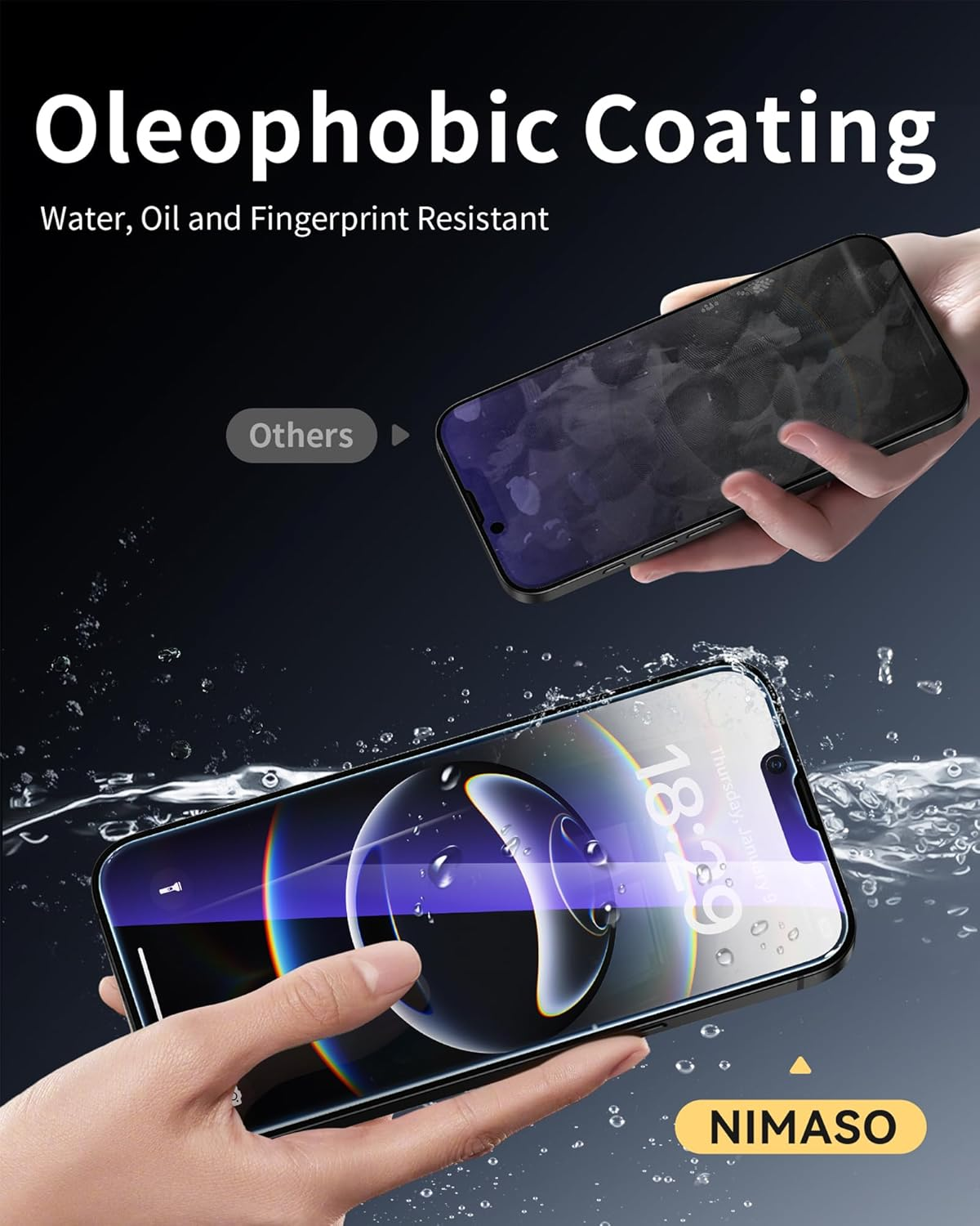 NIMASO for Iphone 16E/13 Pro/13/14 Screen Protector, 2 Pack anti Blue Light Tempered Glass, 9H Hardness Shockproof, Automatic Dust Removal, Instant Installation (6.1 Inches) image number 2