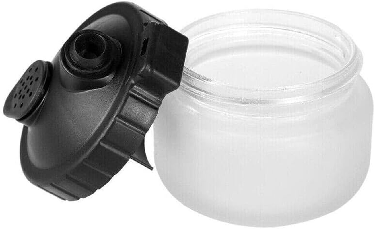 Airbrush Cleaner Air Brush Cleaning Pot Stand Glass Bottle Holder Jar 304Ml, Integrated Holder, Metal Handle, Filter Cap, 10X10X10Cm Size image number 4