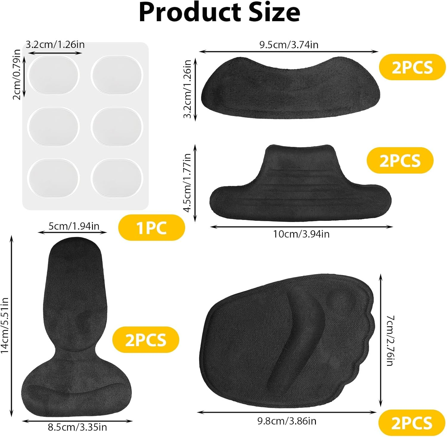 14 Pcs Heel Grips Liner Cushions Inserts, Self-Adhesive Tongue Pads Heel Grip for Shoes for Women and Men, 5 Shapes to Anti-Slip Improve Shoe Fit & Prevent Foot Pain Blisters (Black) image number 6