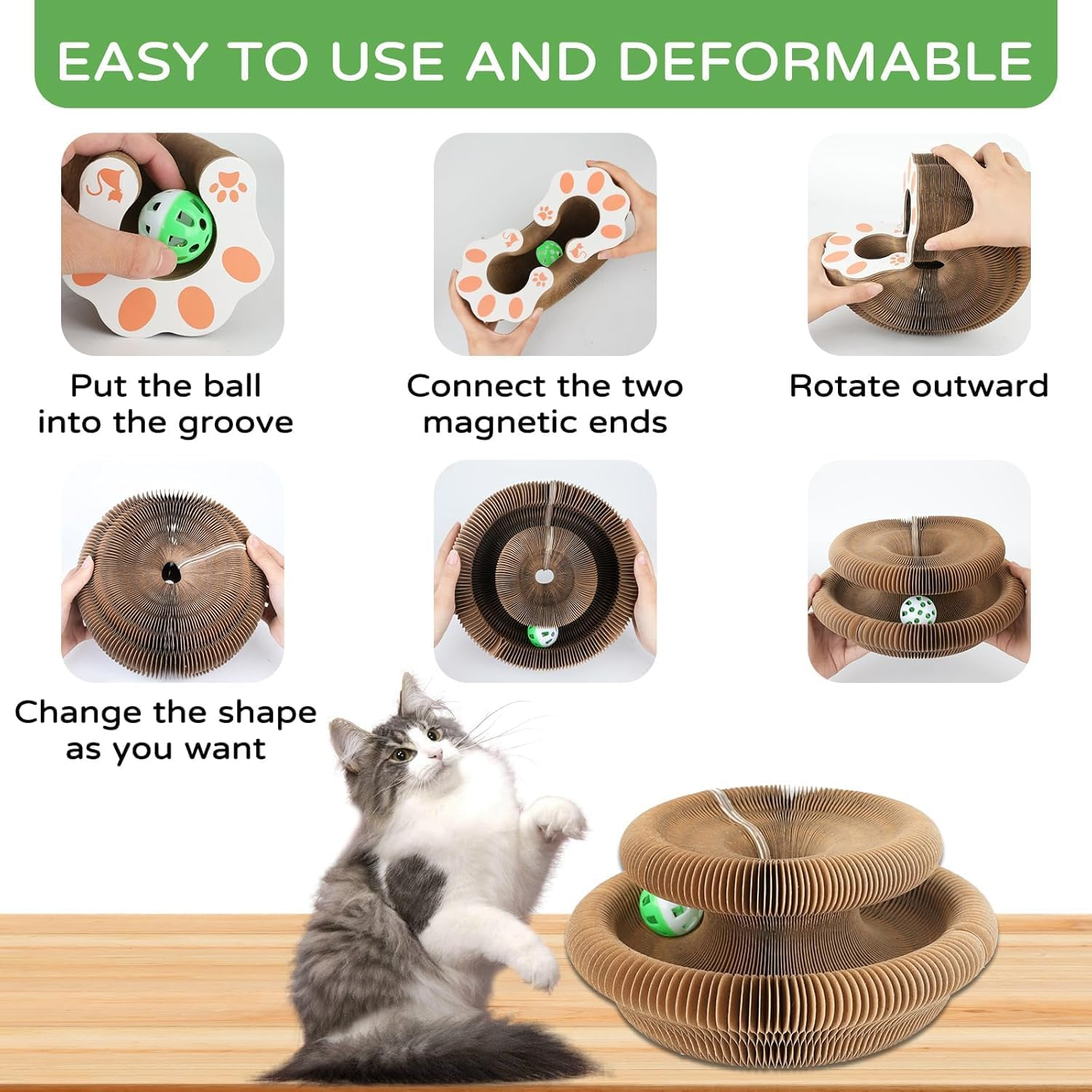 Cozioz Magic Organ Cat Scratching Board & Ball Track - Interactive Accordion Toy for Fun, Exercise, and Education image number 1