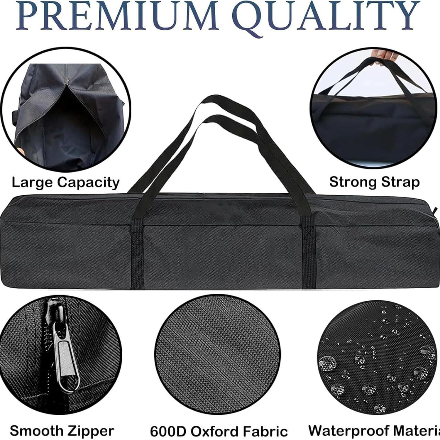 Pegciuho Tent Pole Zippered Storage Bag Camping Storage Bag Travel Luggage Bag Tripod Bag for Tents image number 1