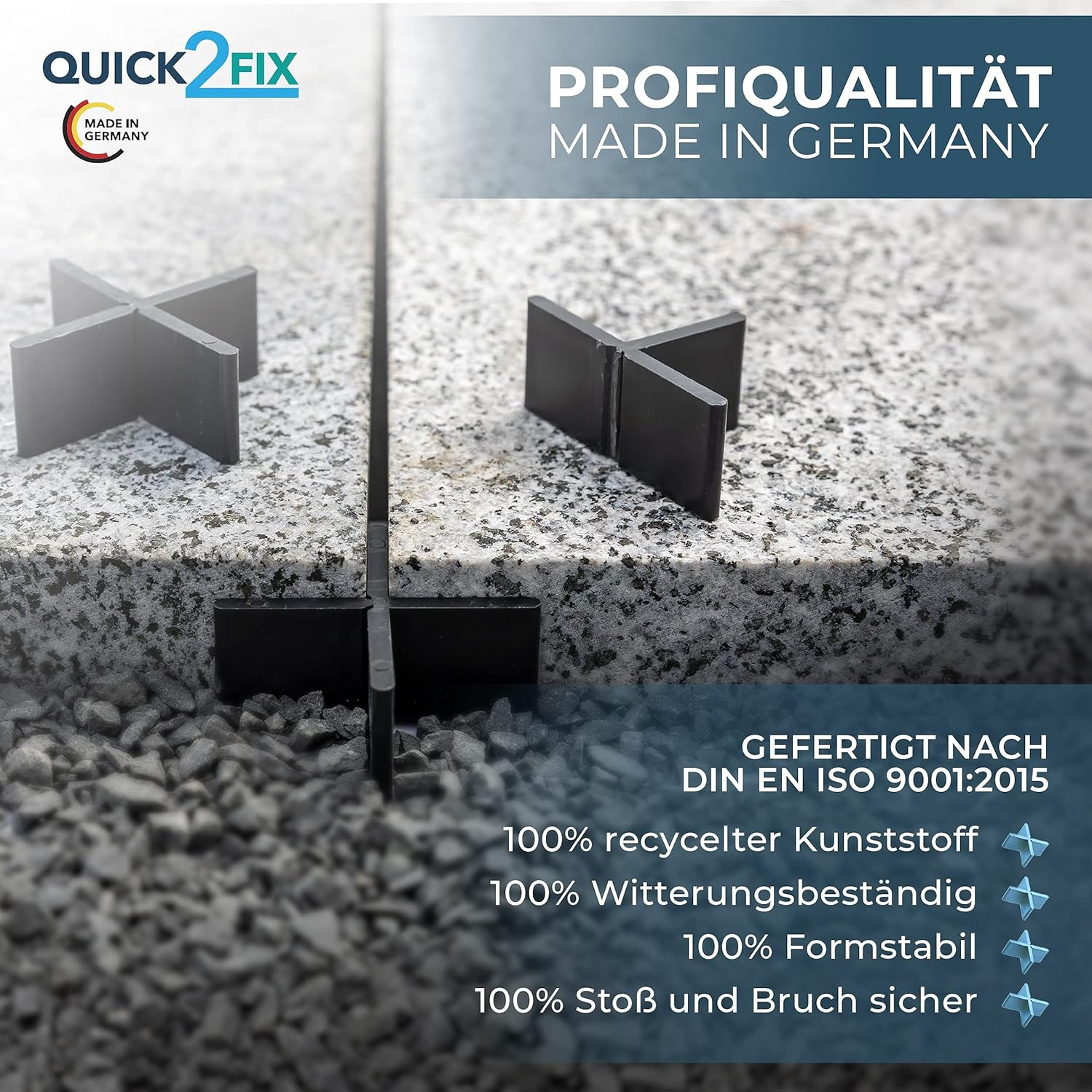 QUICK2FIX&reg; 5 Mm Professional Joints for Patio Tiles 5 Mm X 20 Mm (W X H) 100 Pieces for Outdoor Laying with Predetermined Breaking Point Can Be Used as a T-Piece - Made in Germany image number 4