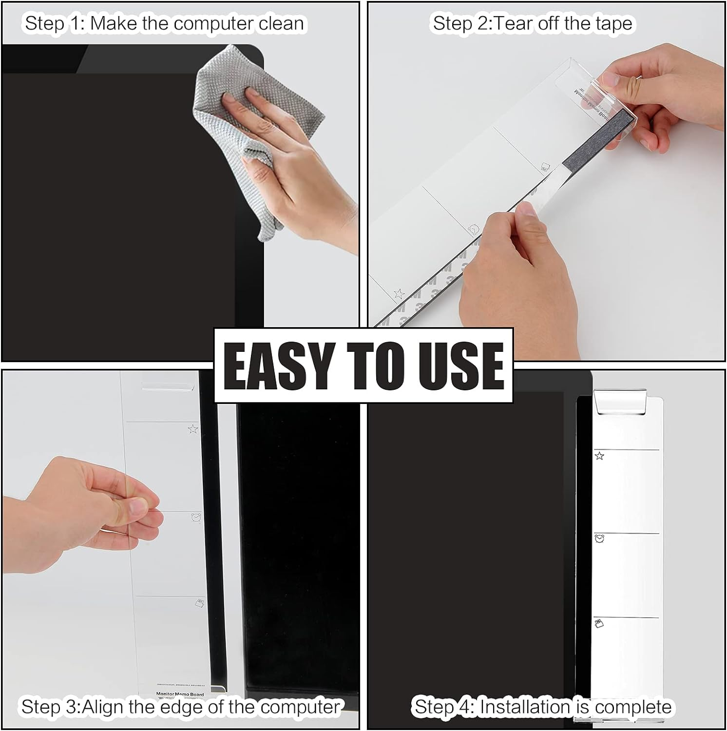 Office Desk Accessories 2Pcs Multifunction Computer Monitor Memo Board - Transparent Computer Side Panel Memo Creative Monitor Side Panel with Phone Holder Suitable for Office Home Desktop image number 1