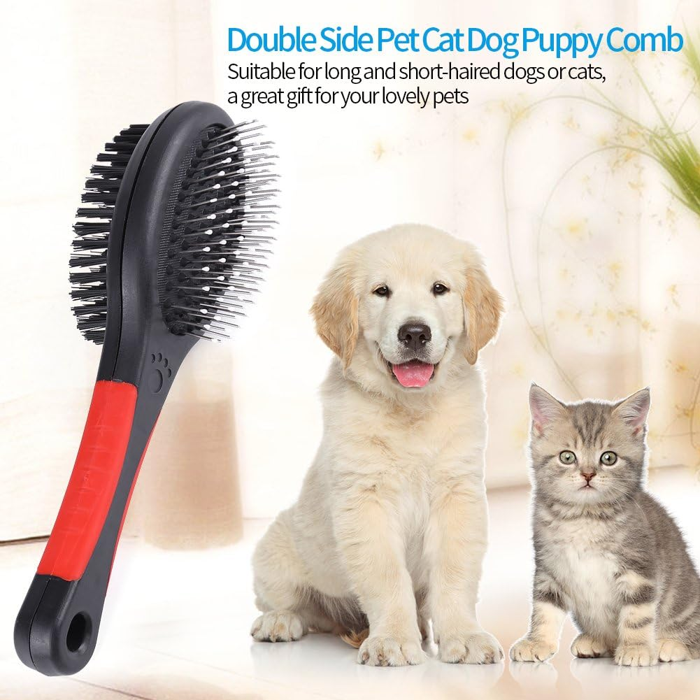 Dog Brush Cat Pet Grooming Comb 2 in 1 Double Sided Pin Cleans for Pets Shedding and Dirt Suitable for Long Medium Thick Short Hair Pet(M) image number 3