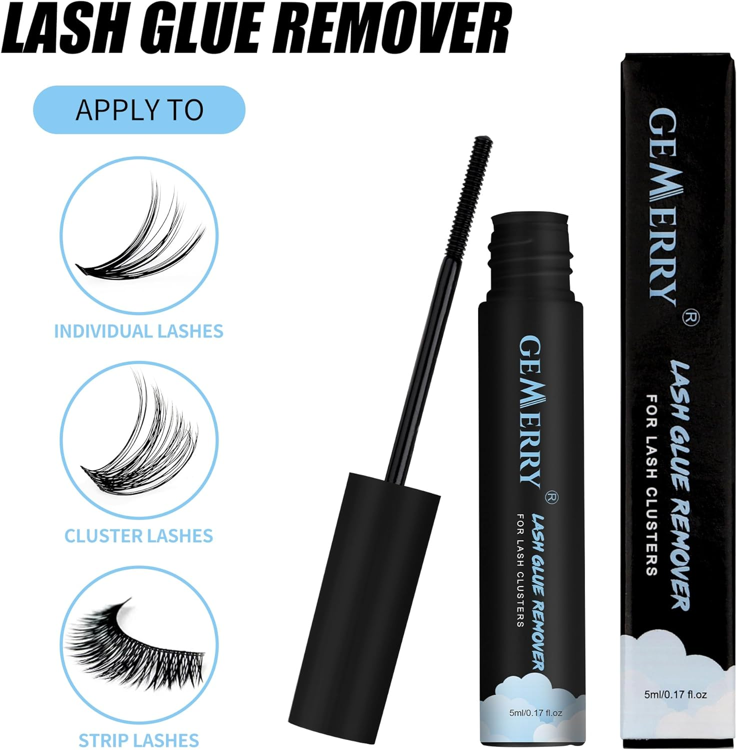 GEMERRY Lash Glue Remover, Lash Extension Remover Lash Bond Remover Self-Use Lash Cluster Remover Lash Bond and Seal Remover Lash Adhesive Remover- Non-Irritating Mascara Wand 5Ml image number 2