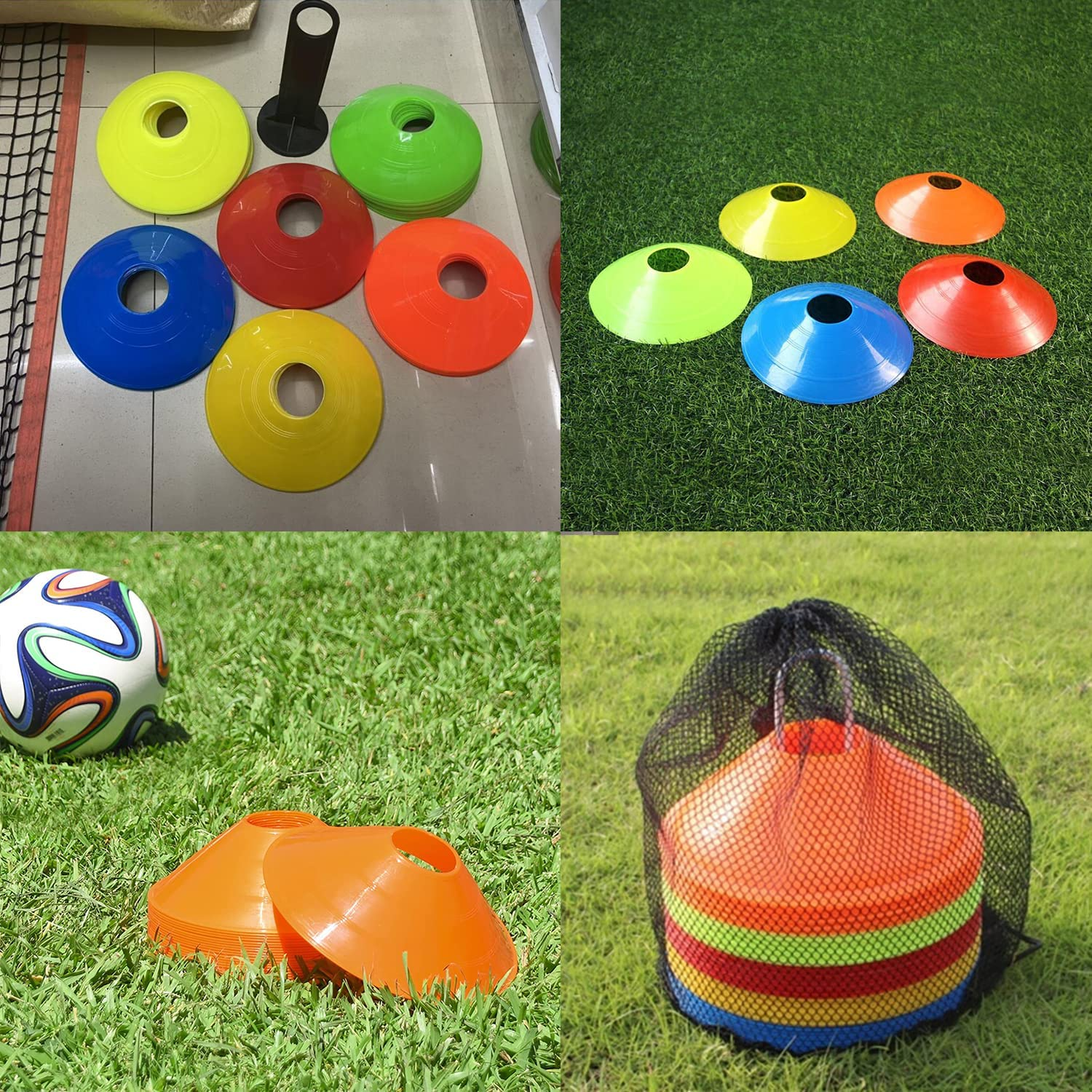 Taicols Agility Field Cones, 20 Pcs Soccer Markers Disc with Net Bag, Pro Disc Cones for Training Football, Soccer Cones Training Equipment for Low Profile Field Markers Training Football Basketball image number 6