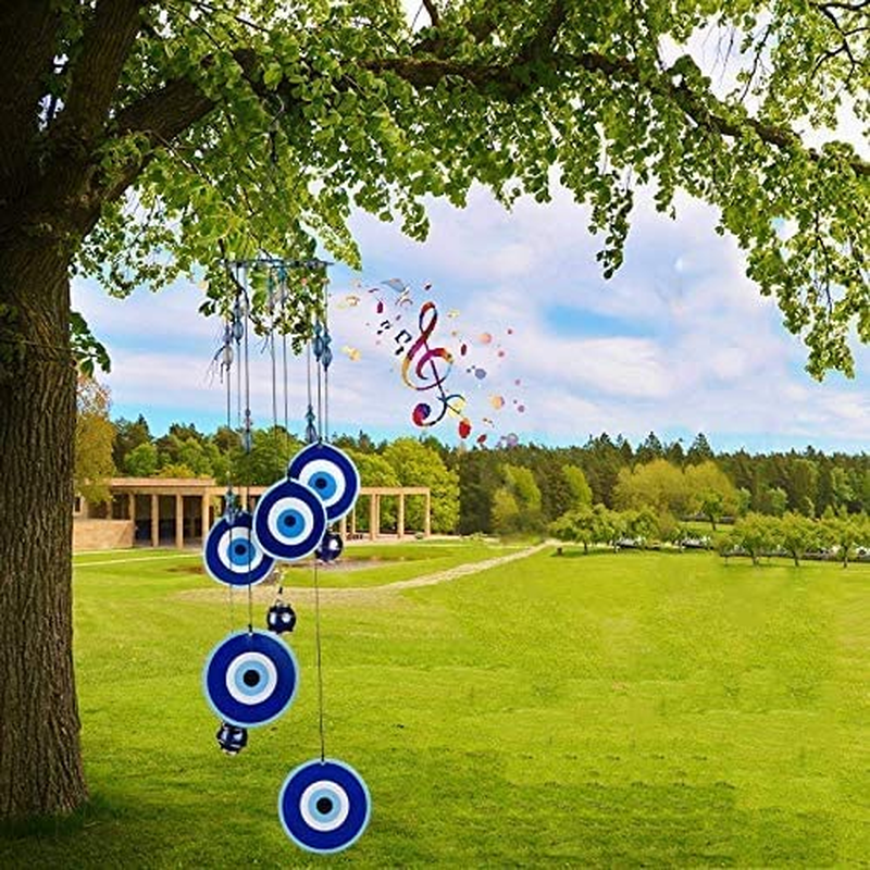 Wind Chimes Evil Eye Wall Hanging Decoration Hanging Bell Chimes Ornament for Home Garden Yard (Evil Eye)