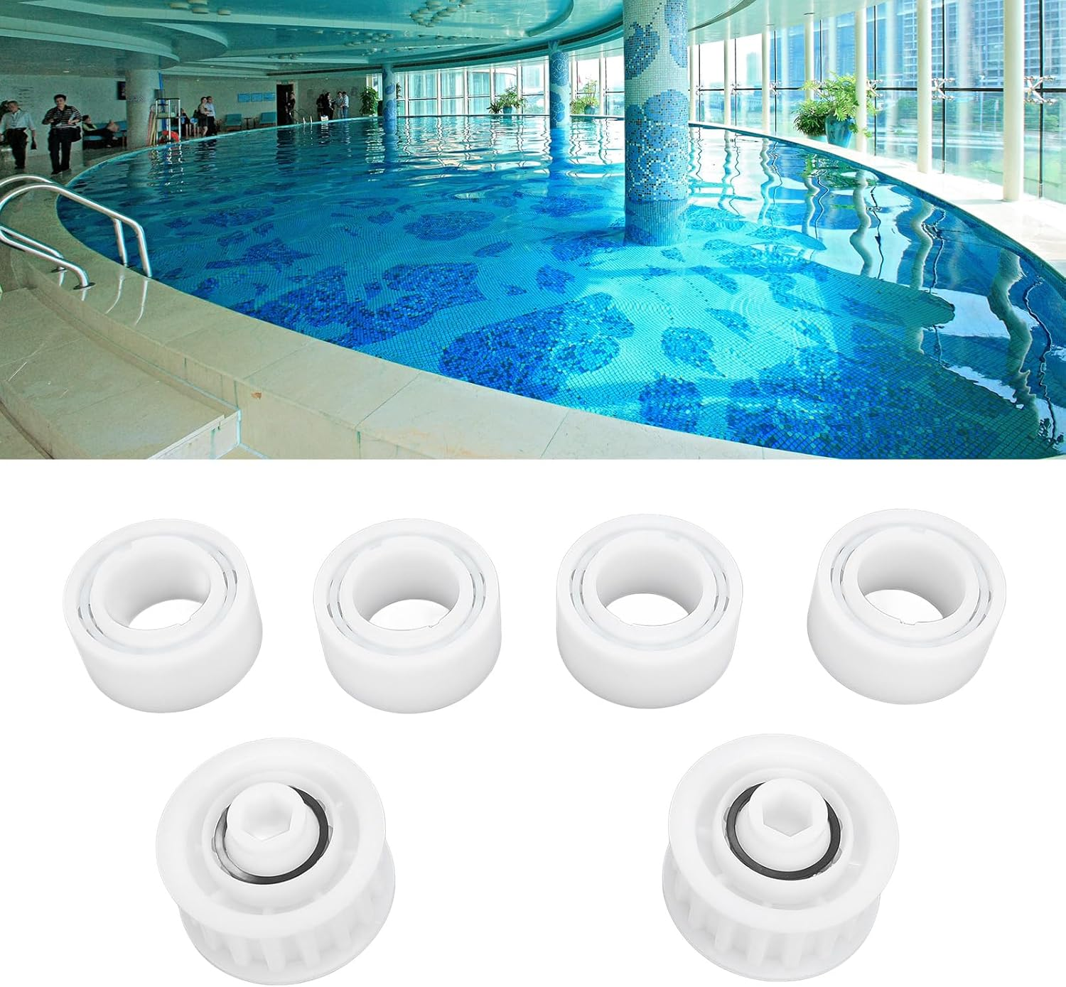 Pool Cleaner Guide Wheels, 4 Pack Replacement Guide Wheels with 2 Pully Gears, Compatible with Dolphin, for Robotic Swimming Pool Cleaner