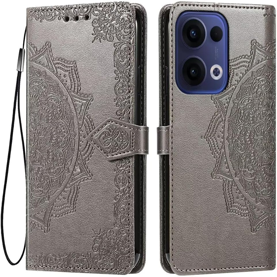 HONLEN Case for Oppo Reno13 F/Oppo Reno 13F 5G Mobile Phone Case, (6.67 Inches) Premium PU Leather Wallet Magnetic Closure Flip Case with 3 Card Slots, Mandala Pattern Case Blue