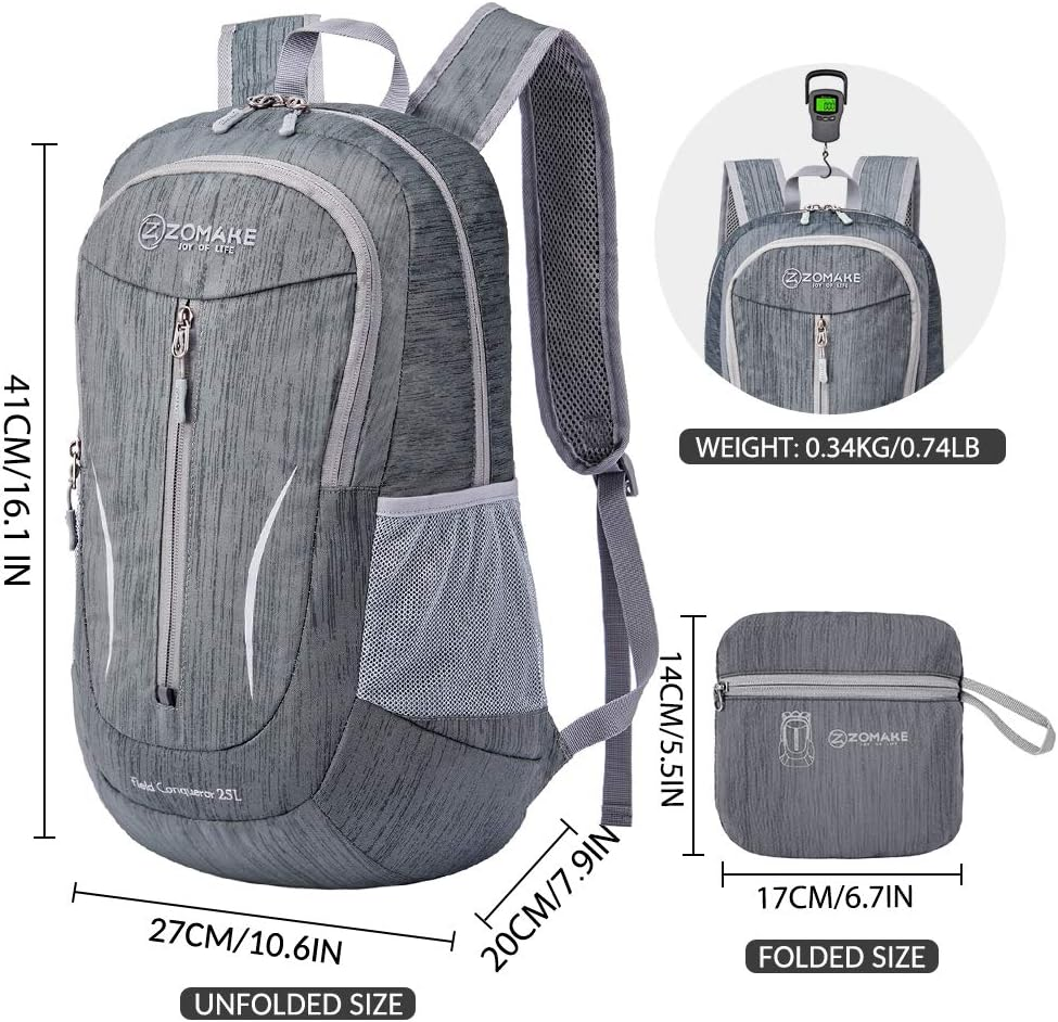 ZOMAKE Foldable Backpack 25L - Lightweight Folding Backpacks Packable Hiking Daypack for Travel Hiking Outdoor Camping image number 4