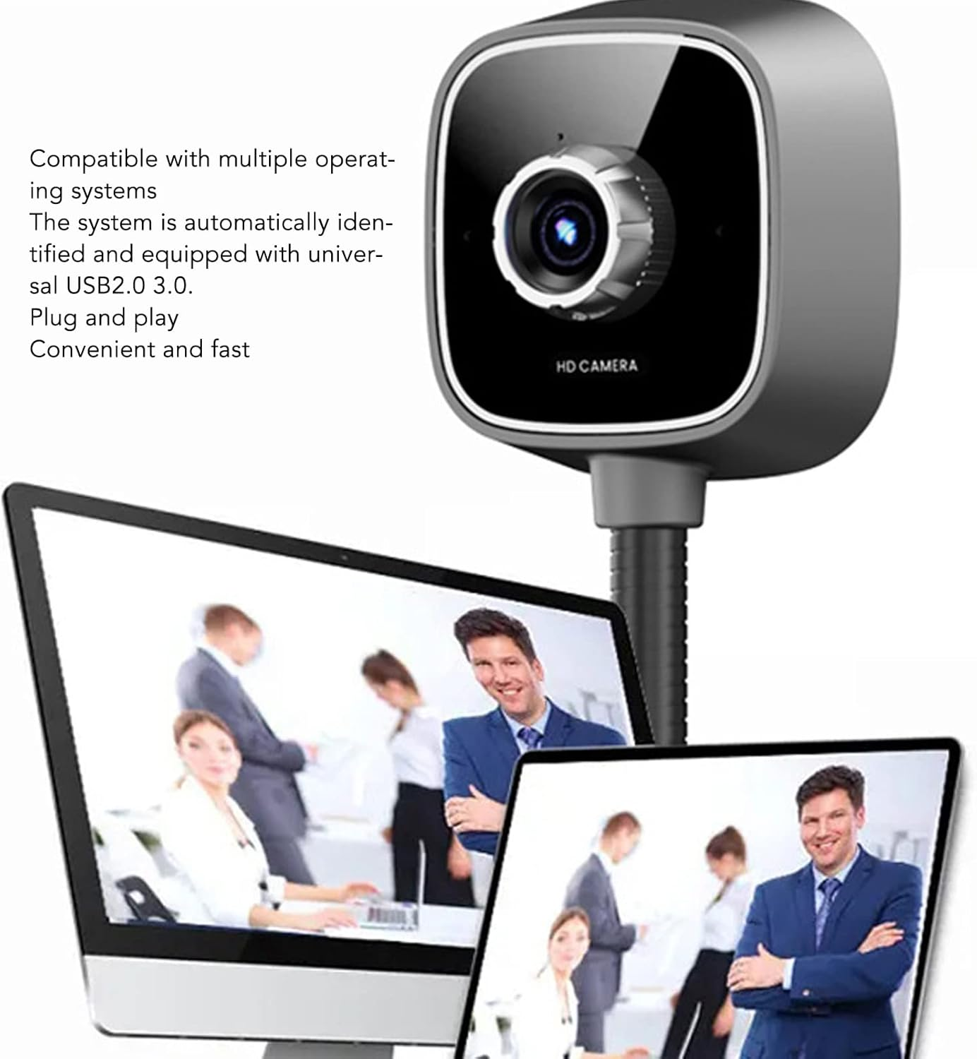 1080P USB Camera with Microphone, Web Camera, Noise Reduction Microphone Manual Focus Wide Angle USB Computer Camera for Online Class Video Conference image number 3